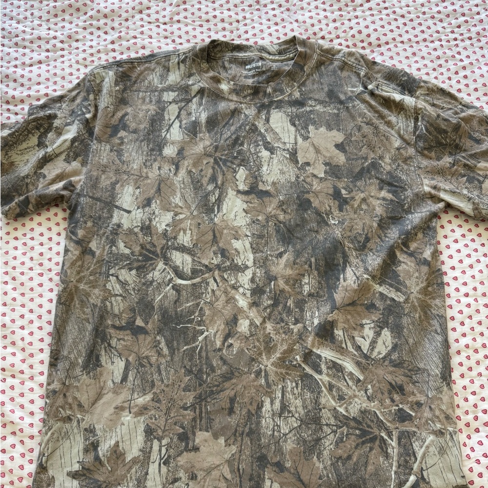 Hollister Men's Camouflage Tee - Brown and Tan